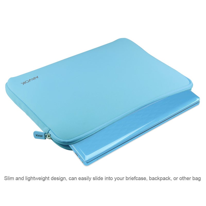 Arvok 13 13.3 14 Inch Laptop Sleeve Case for MacBook Pro/MacBook Air 13-14 inch, Water-Resistant Notebook Chromebook Computer Pouch, Carrying Bag Cover for HP/Dell/Lenovo/Asus/Acer, Baby Blue - Image 5